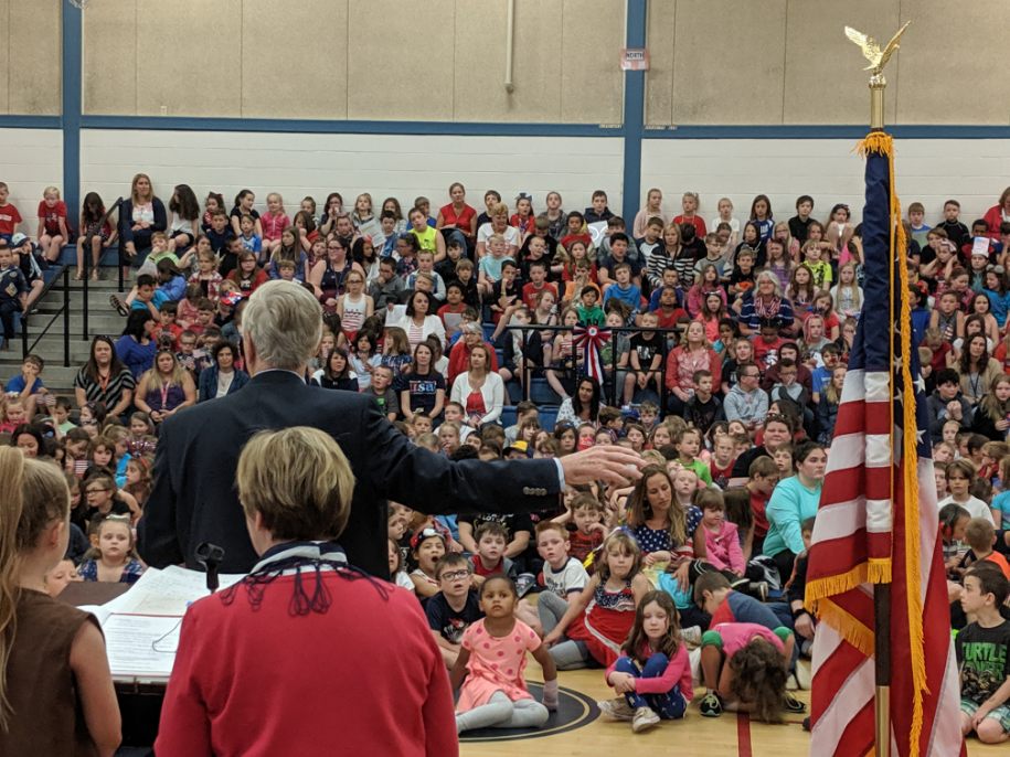 King Celebrates Flag Day at Carrie Ricker School in Litchfield